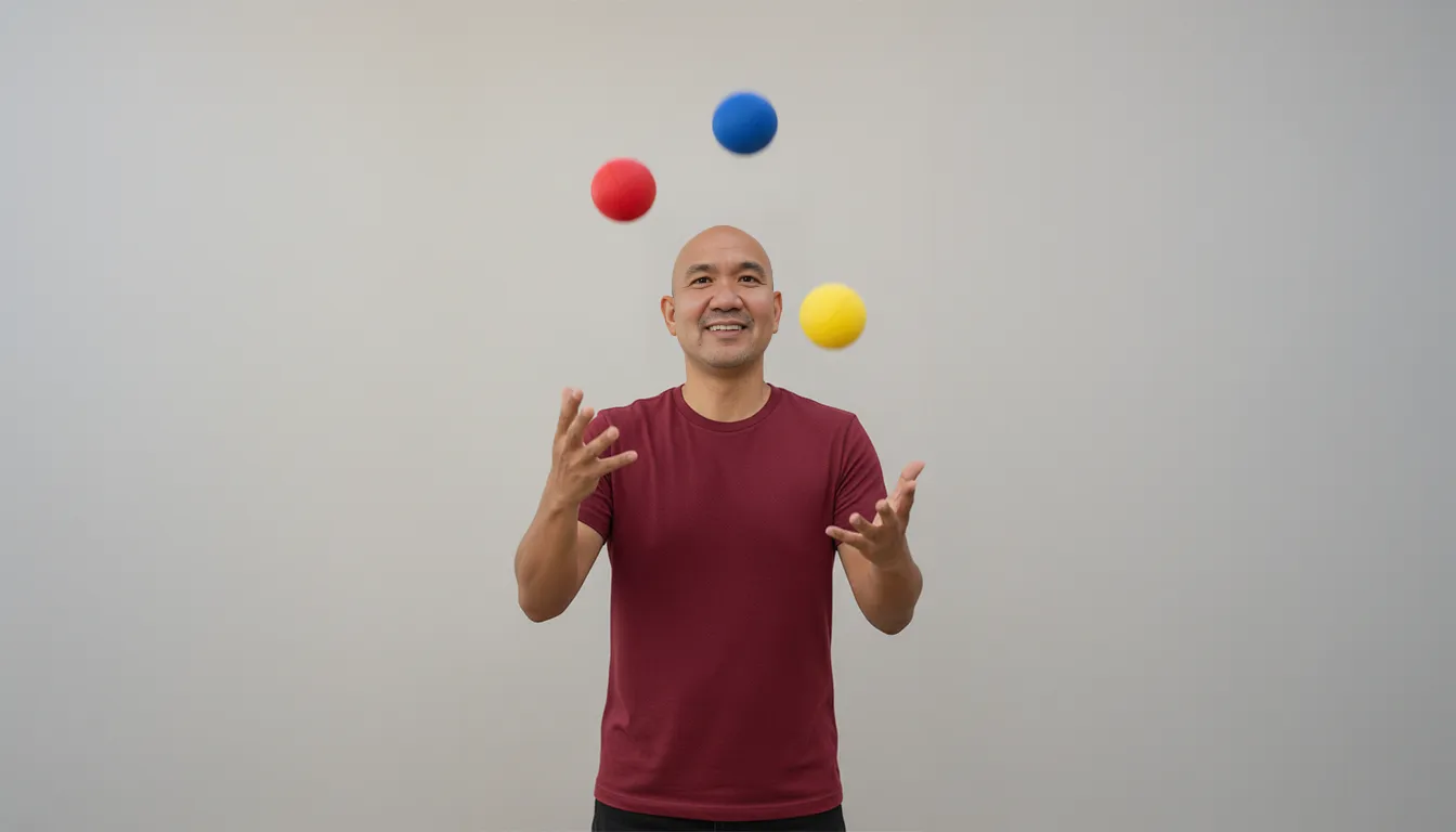 Flowing, interconnected shapes representing stances and rhythm in life